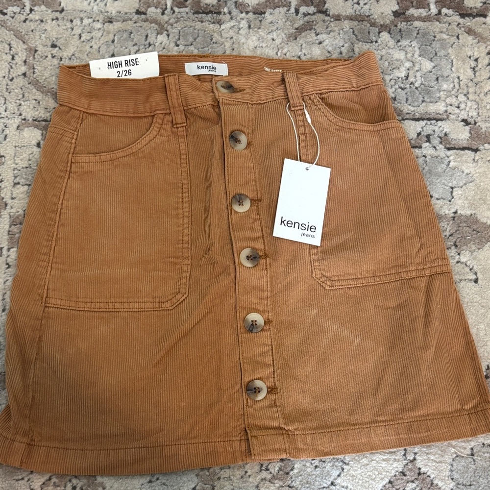 Kensie Women's Brown Corduroy A-Line Skirt